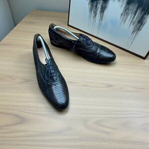San Remo Black Genuine Reptile Lizard Made in Spain Dress Shoes Size 11